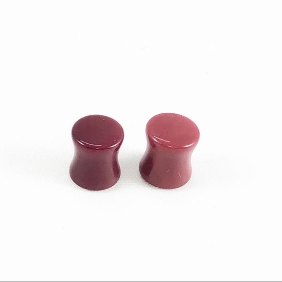 Double Flare Red Acrylic Saddle Plugs 00-0-2-8g - Picture 2 of 5